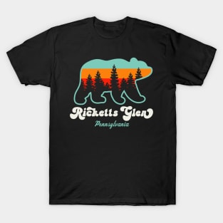 Ricketts Glen State Park Camping Hiking Retro Bear T-Shirt